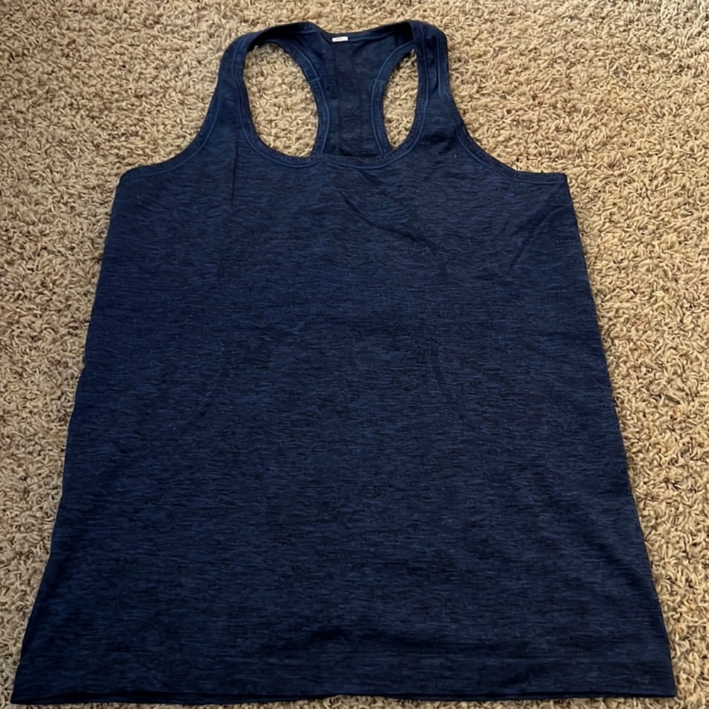 Lululemon swiftly tech racer back, 12, black/sapphire blue